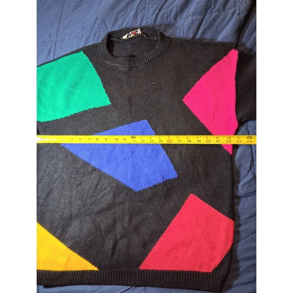 Vintage Beaucoop Knitted Sweater Mens XL Multicolor Geometric 90s‎ Made In USA